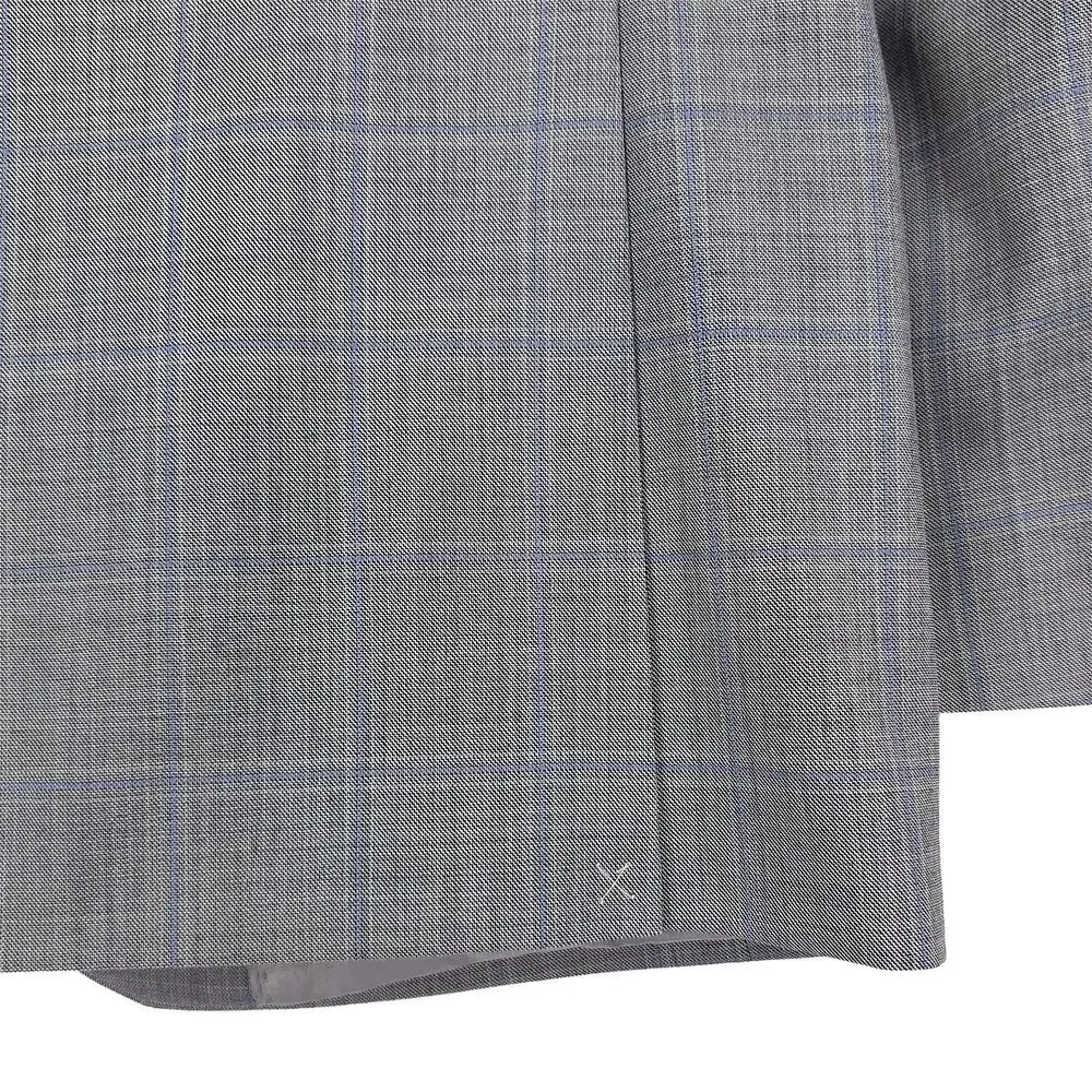 Michael Kors Mens Classic Fit Suit Jacket 38R Grey Blue Windowpane Stretch Wool
